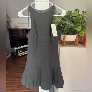 Zara Gray Pleated Mini Dress